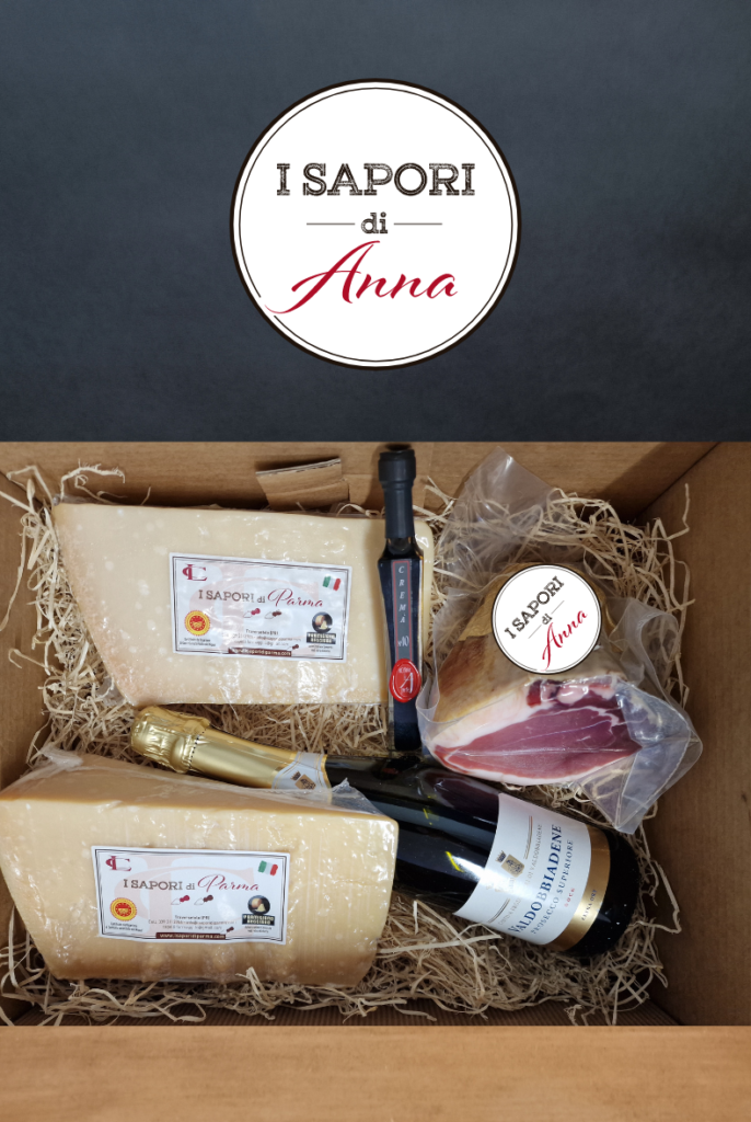 The Best of The Flavors of Parma .
Specifically, within the basket we find:
1 Kg Parmigiano Reggiano 24 months.
The best choice for a seasoning that pleases everyone.
1 kg Parmigiano Reggiano 30 months.
 The best choice for a seasoning that pleases everyone.
Fiocchetto di Prosciutto 1/2 Vacuum-packed.
It is consumed mainly as an appetizer, on its own or accompanied by other cured meats and typical products from Parma.
Valdobbiadene Preosecco Superiore DOCG Extra dry - Cantina Produttori di Valdobbiadene
A soft yellow color and an intense, fragrant bouquet. The flavor is dry and harmonious. The 'ideal to pair with aperitifs, fish, cured meats and cheeses.
Cream of Balsamic Vinegar N 10 : 
Ideal for dressing salads, enhancing sauces, meats and carpaccio.
Postage 13.50 €